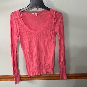 Victoria’s Secret size small lace detail ribbed sweater. Coral color. Knit.